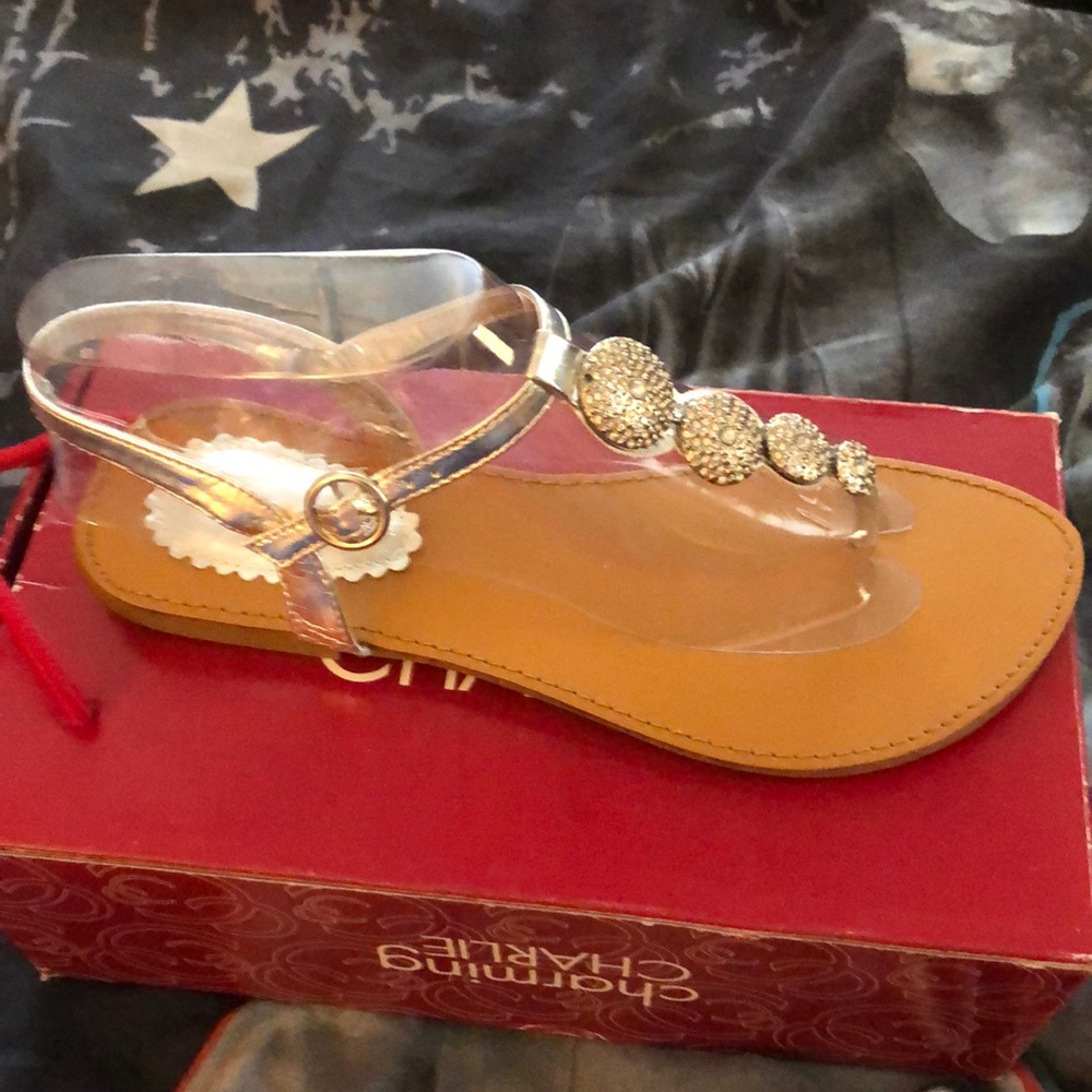 Charming Charlie silver sandals.